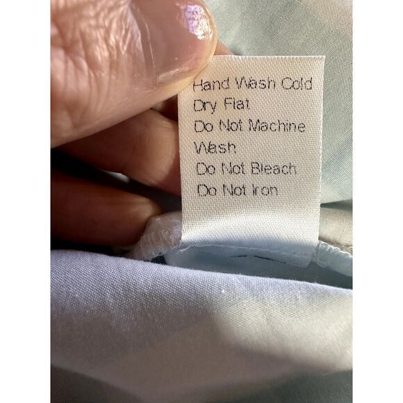 MING WANG Women's Two Piece Gingham Cotton Poplin Skirt Set Blue/Tan Size Small - Picture 12 of 16